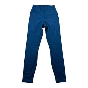 HeyNuts Leggings Women S (4/6) Blue Essential High Waisted Pockets Athletic